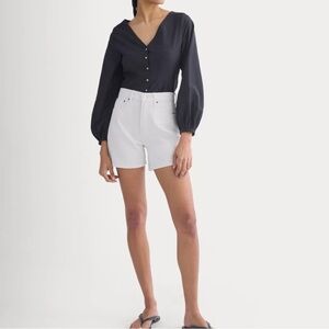 Everlane The A-Line Denim White Shorts
